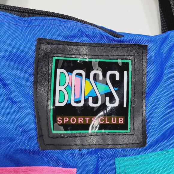 Bossi Sport Club | Retro Style Colorblock Tote Bag Dual Handel Zipper Pockets - Picture 2 of 8